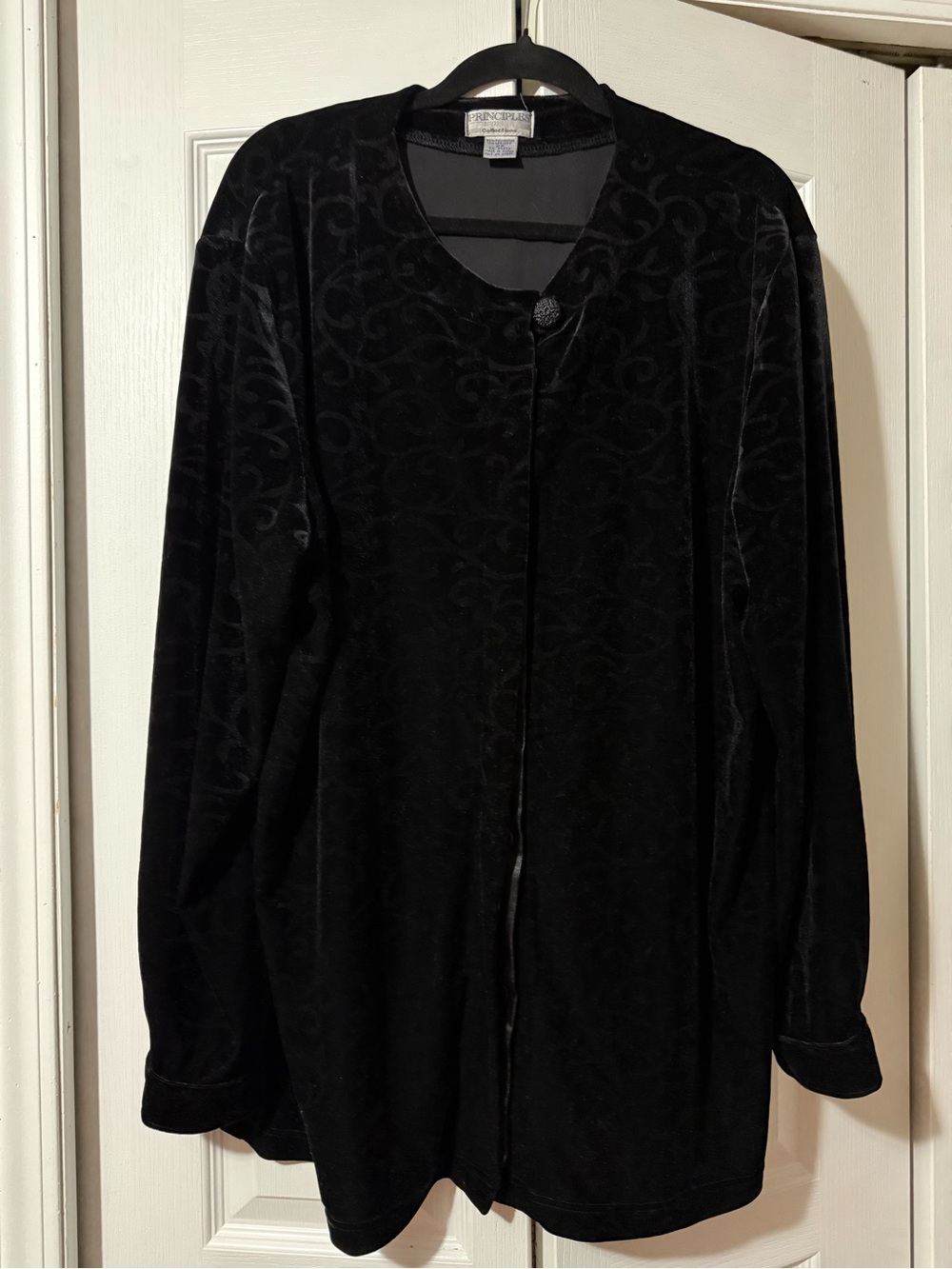 Vintage Principals The Bay Black Velvet Button Up 2X